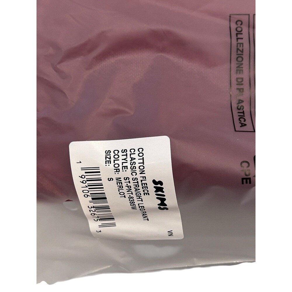 Skims Cotton Fleece Classic Straight Leg Pant Merlot Small new with tags - Picture 7 of 8